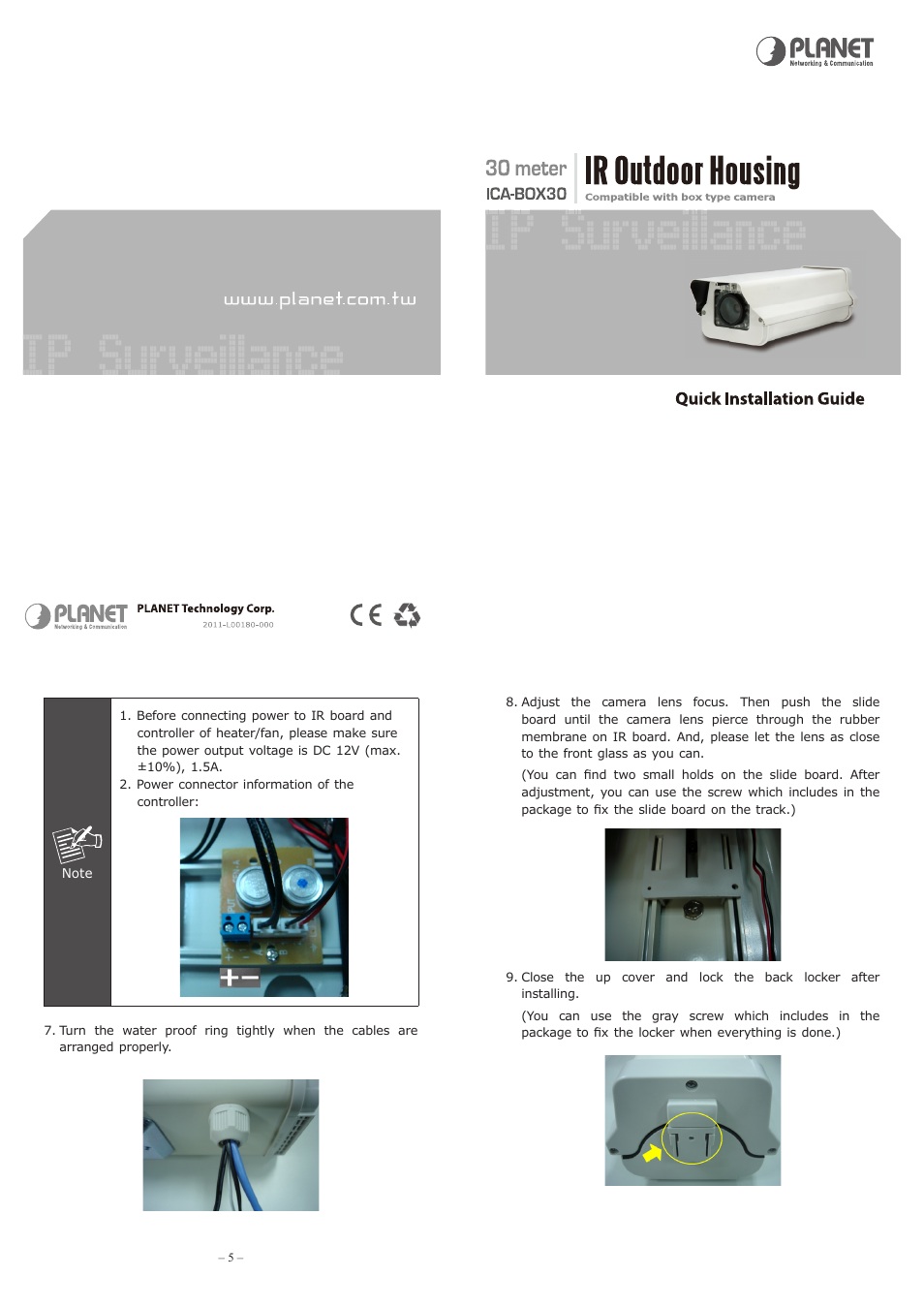 PLANET ICA-BOX30 User Manual | 5 pages