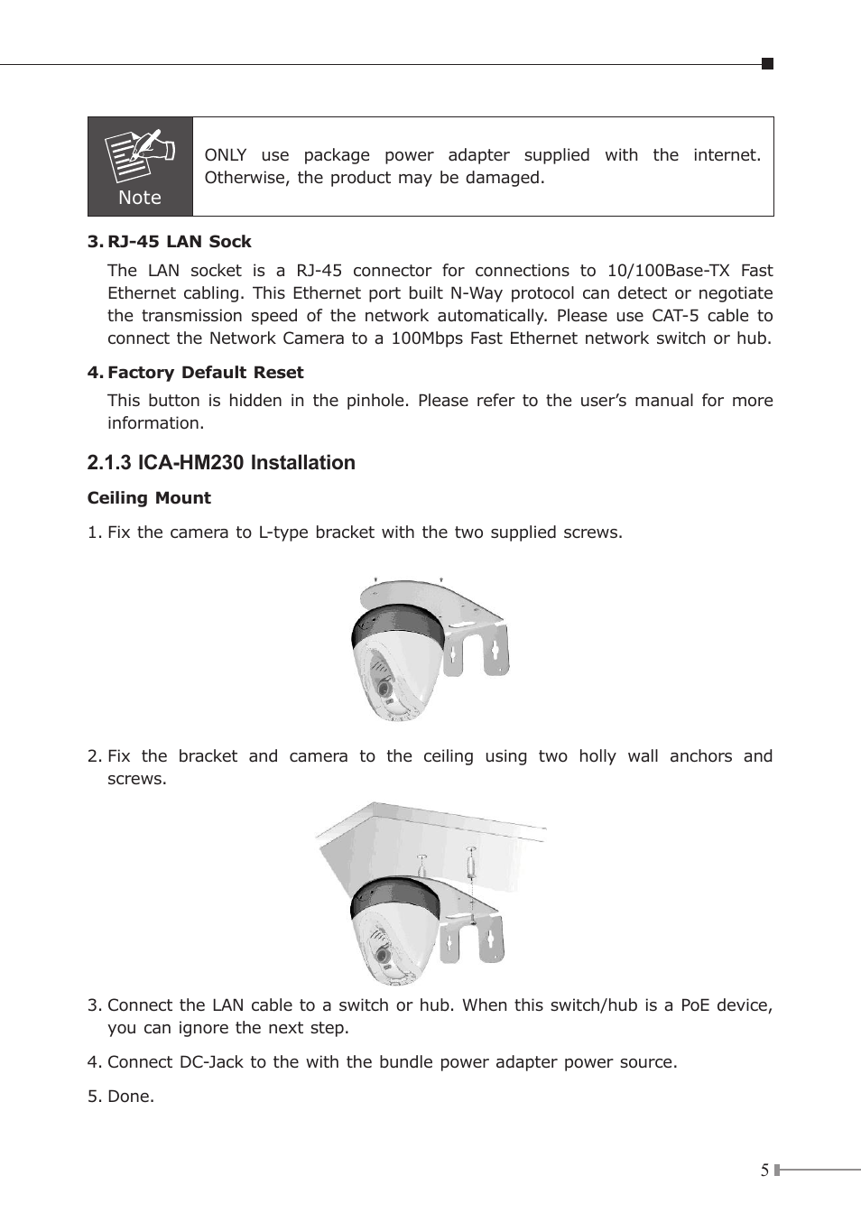 3 ica-hm230 installation | PLANET ICA-H312 User Manual | Page 5 / 16