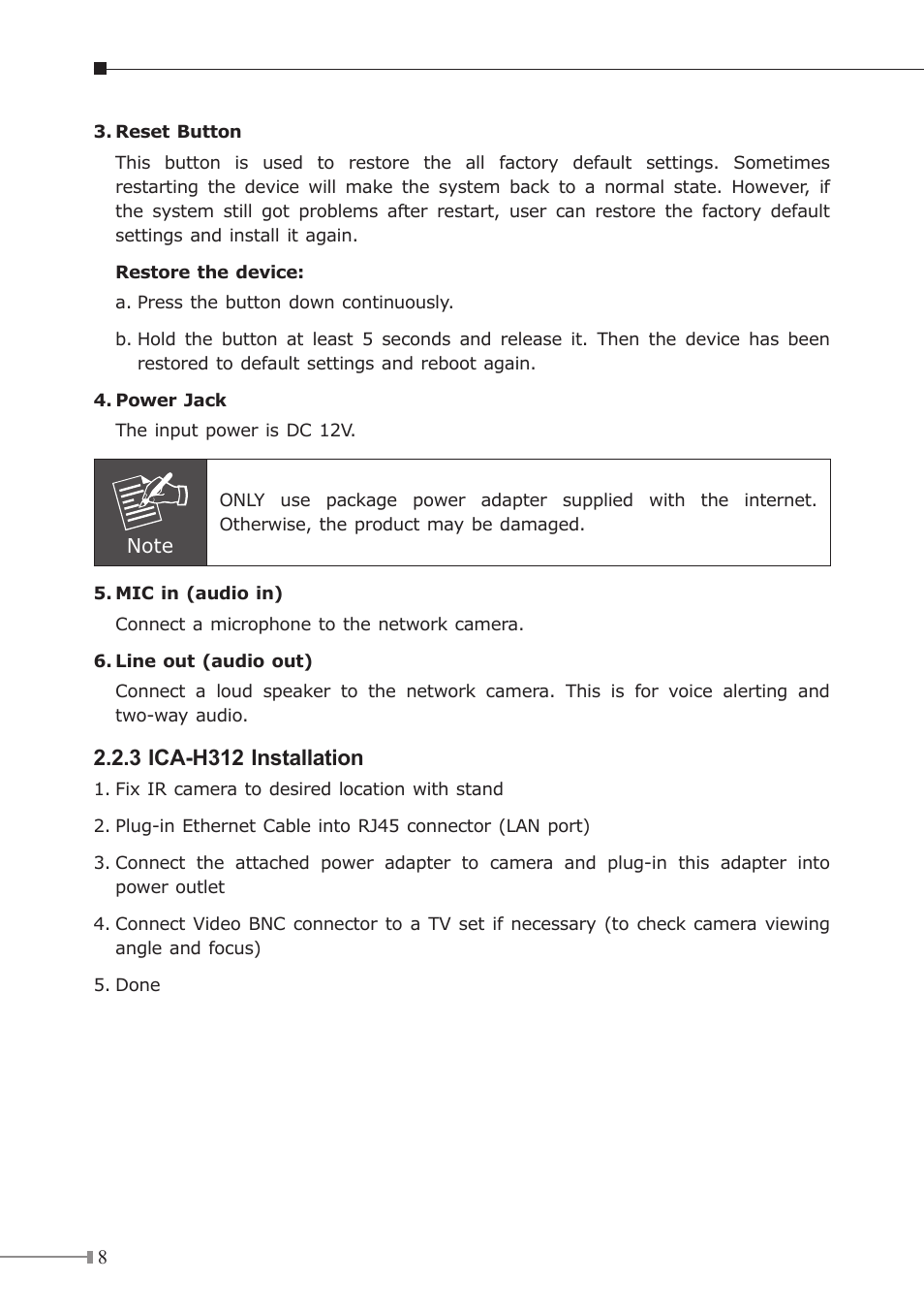 3 ica-h312 installation | PLANET ICA-H312 User Manual | Page 8 / 16