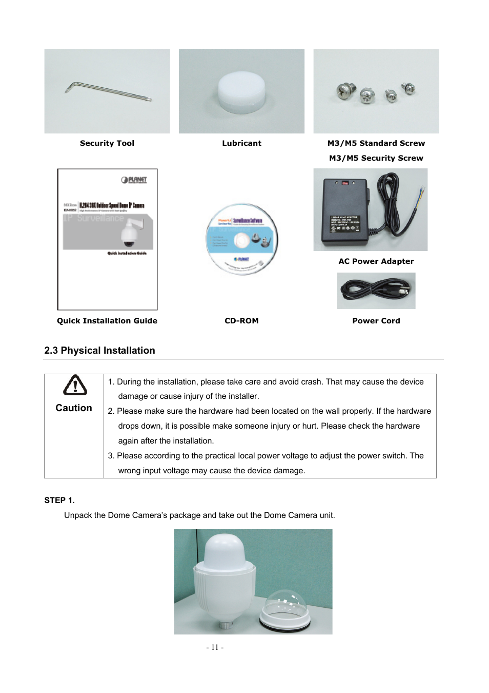 3 physical installation | PLANET ICA-H612 User Manual | Page 11 / 81