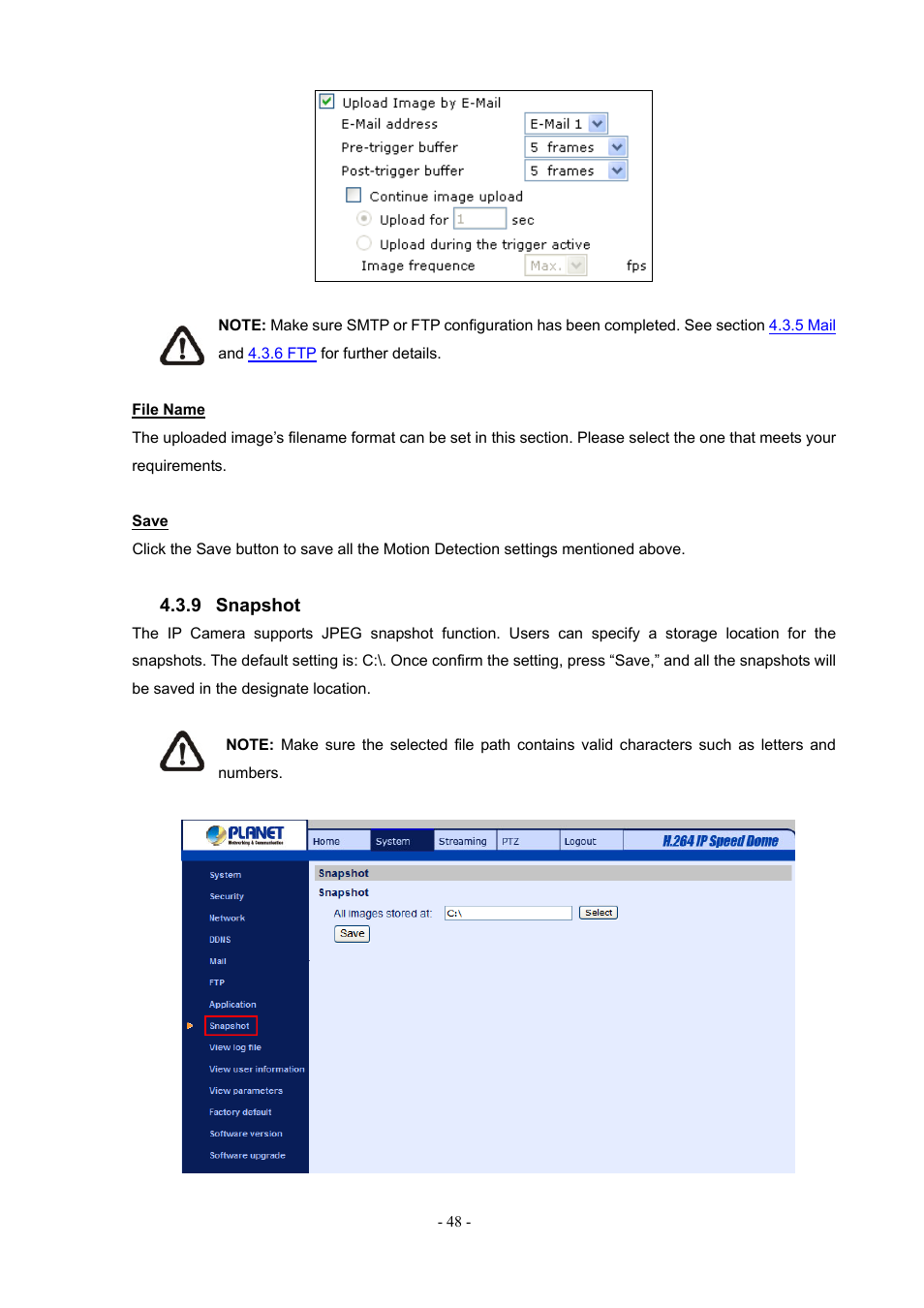 9 snapshot, Snapshot, For further | PLANET ICA-H612 User Manual | Page 48 / 81
