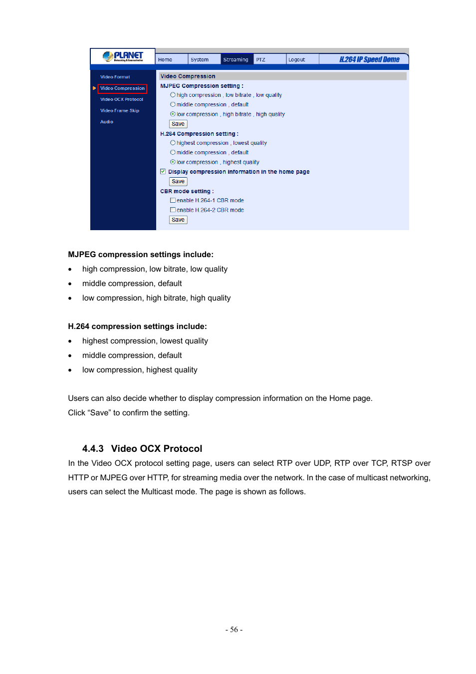 3 video ocx protocol, Video ocx protocol | PLANET ICA-H612 User Manual | Page 56 / 81