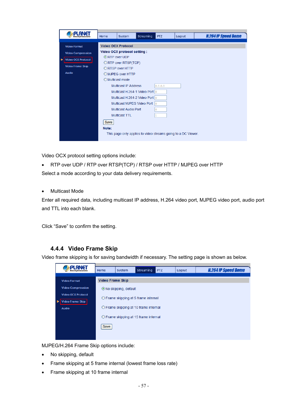 4 video frame skip, Video frame skip | PLANET ICA-H612 User Manual | Page 57 / 81