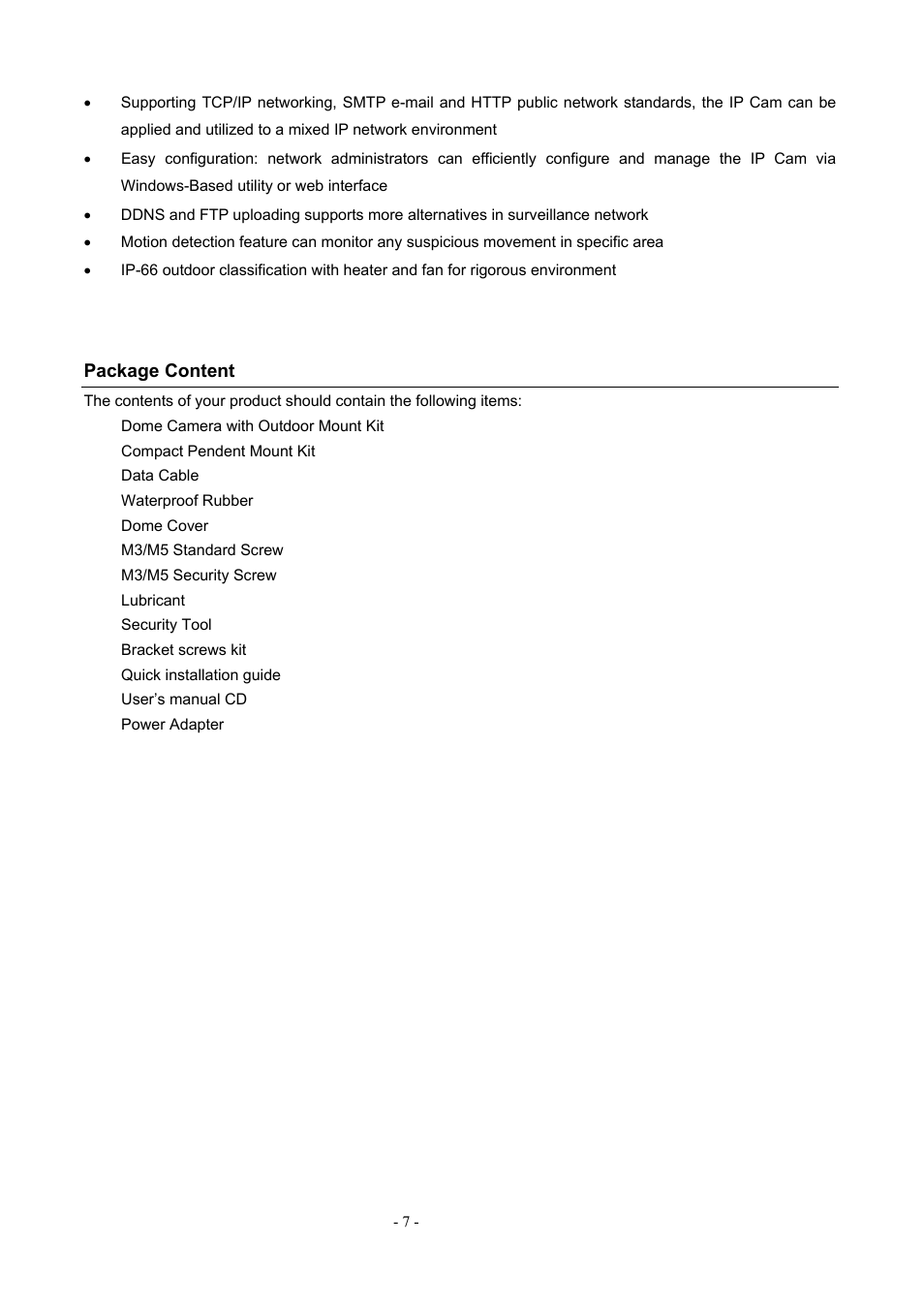 Package content | PLANET ICA-H612 User Manual | Page 7 / 81