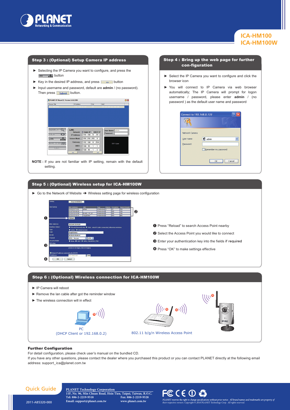 Quick guide | PLANET ICA-HM100 User Manual | Page 2 / 2