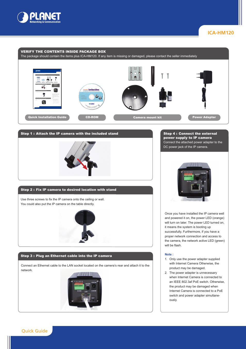 PLANET ICA-HM120 User Manual | 2 pages