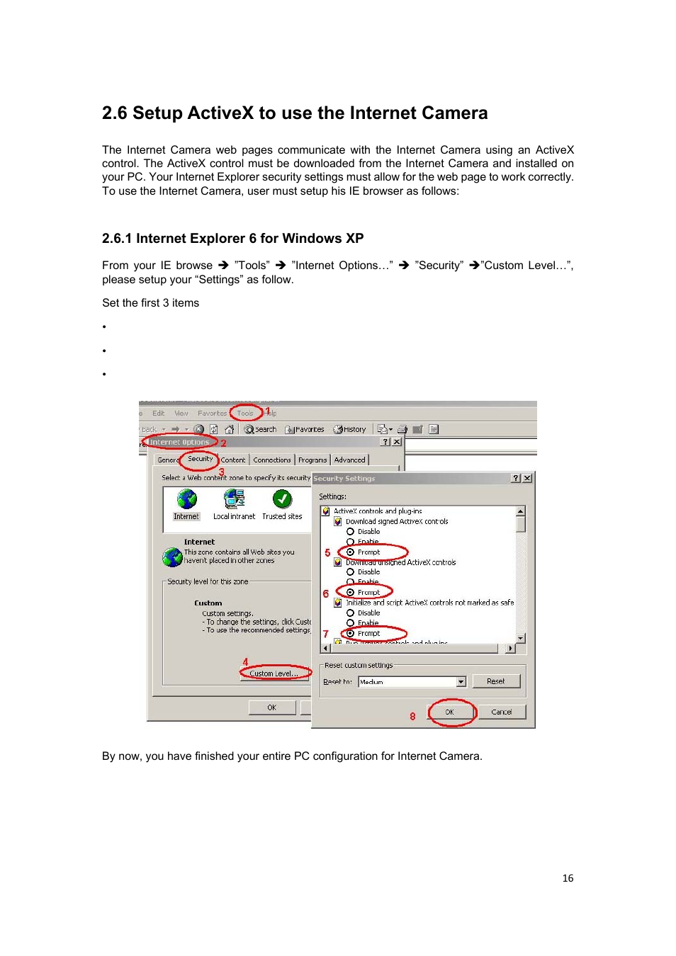 6 setup activex to use the internet camera, 1 internet explorer 6 for windows xp | PLANET ICA-HM127 User Manual | Page 17 / 73