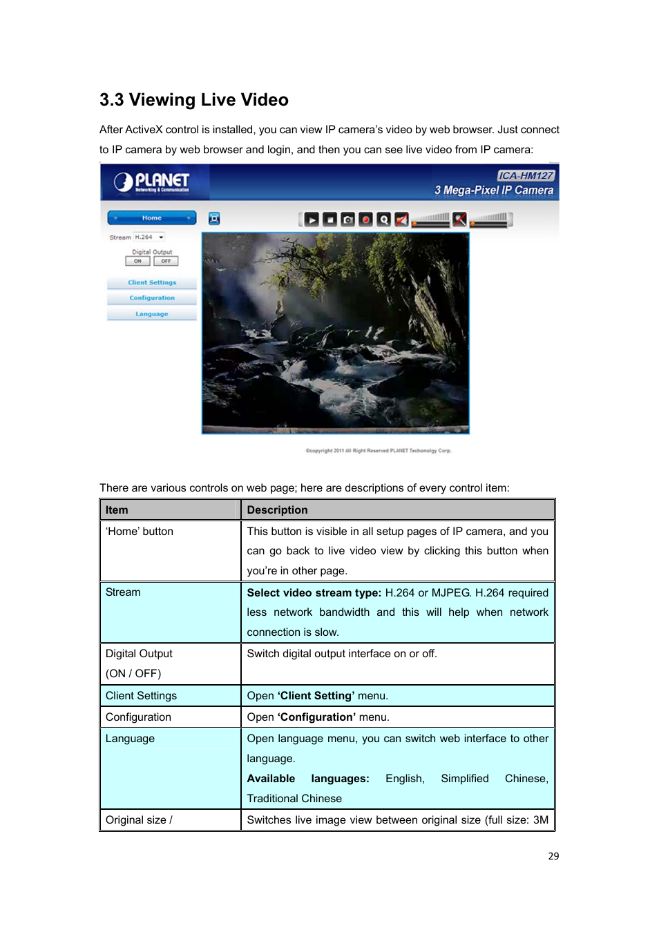 3 viewing live video | PLANET ICA-HM127 User Manual | Page 30 / 73