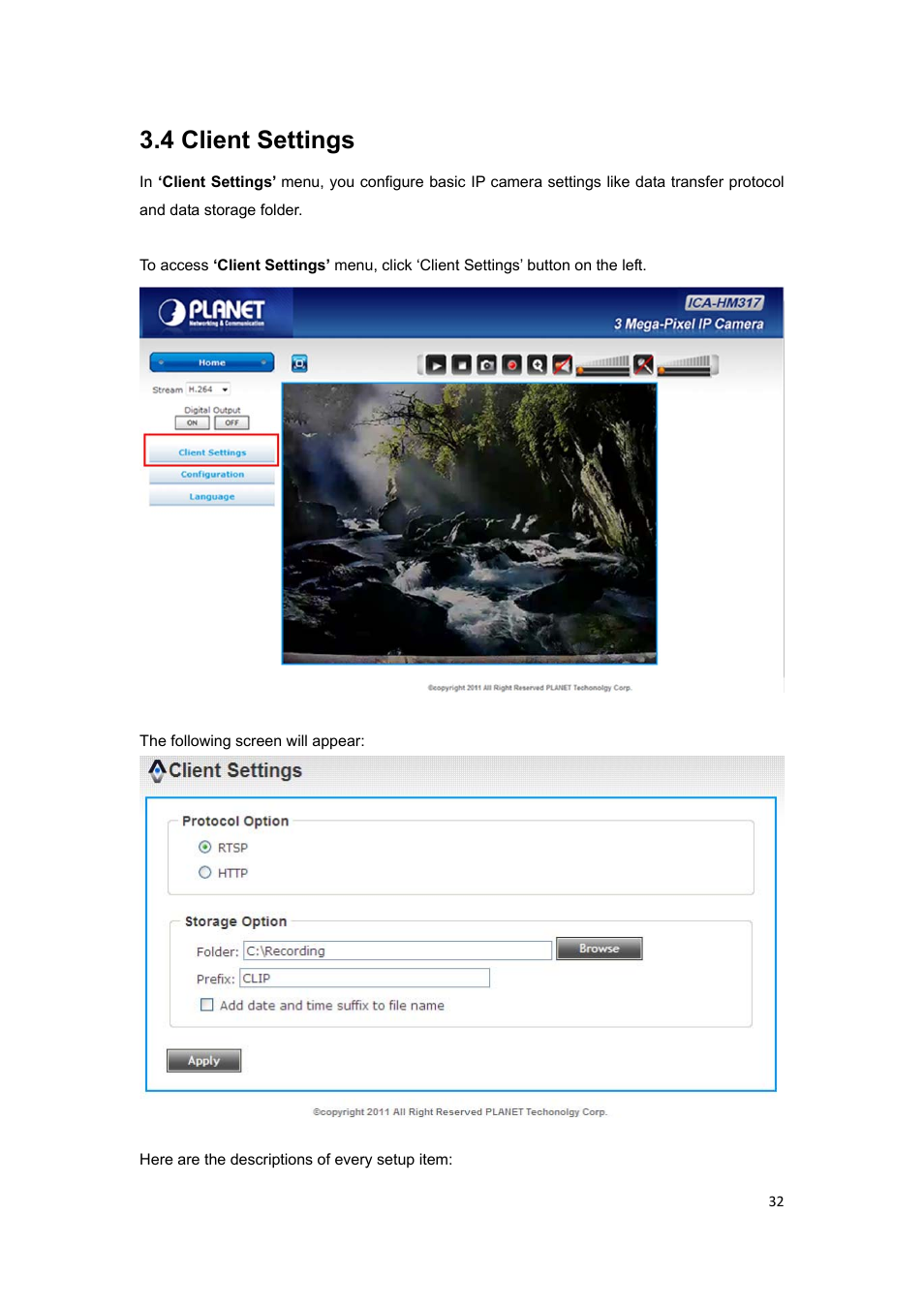 4 client settings | PLANET ICA-HM127 User Manual | Page 33 / 73