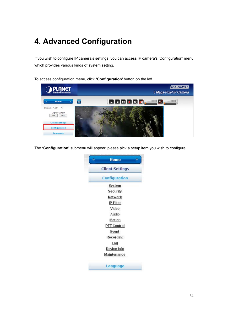 Advanced configuration | PLANET ICA-HM127 User Manual | Page 35 / 73