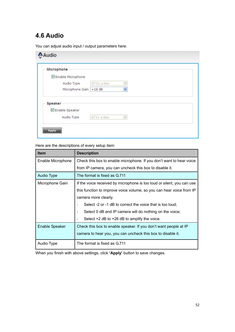 6 audio | PLANET ICA-HM127 User Manual | Page 53 / 73