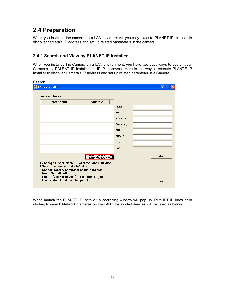 4 preparation, 1 search and view by planet ip installer | PLANET ICA-HM315W User Manual | Page 11 / 59