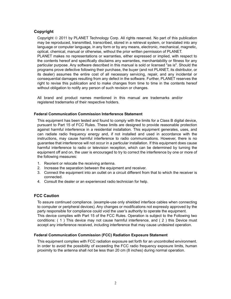 PLANET ICA-HM315W User Manual | Page 2 / 59