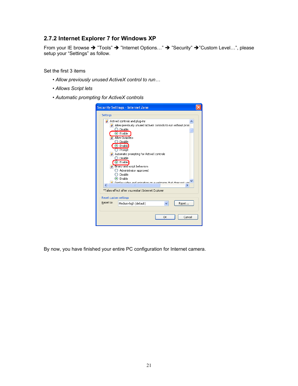2 internet explorer 7 for windows xp | PLANET ICA-HM315W User Manual | Page 21 / 59