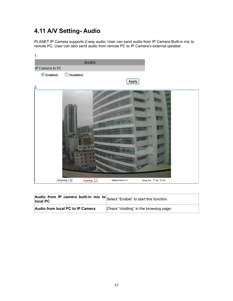 11 a/v setting- audio, 11 a/v, Setting- audio | PLANET ICA-HM315W User Manual | Page 43 / 59