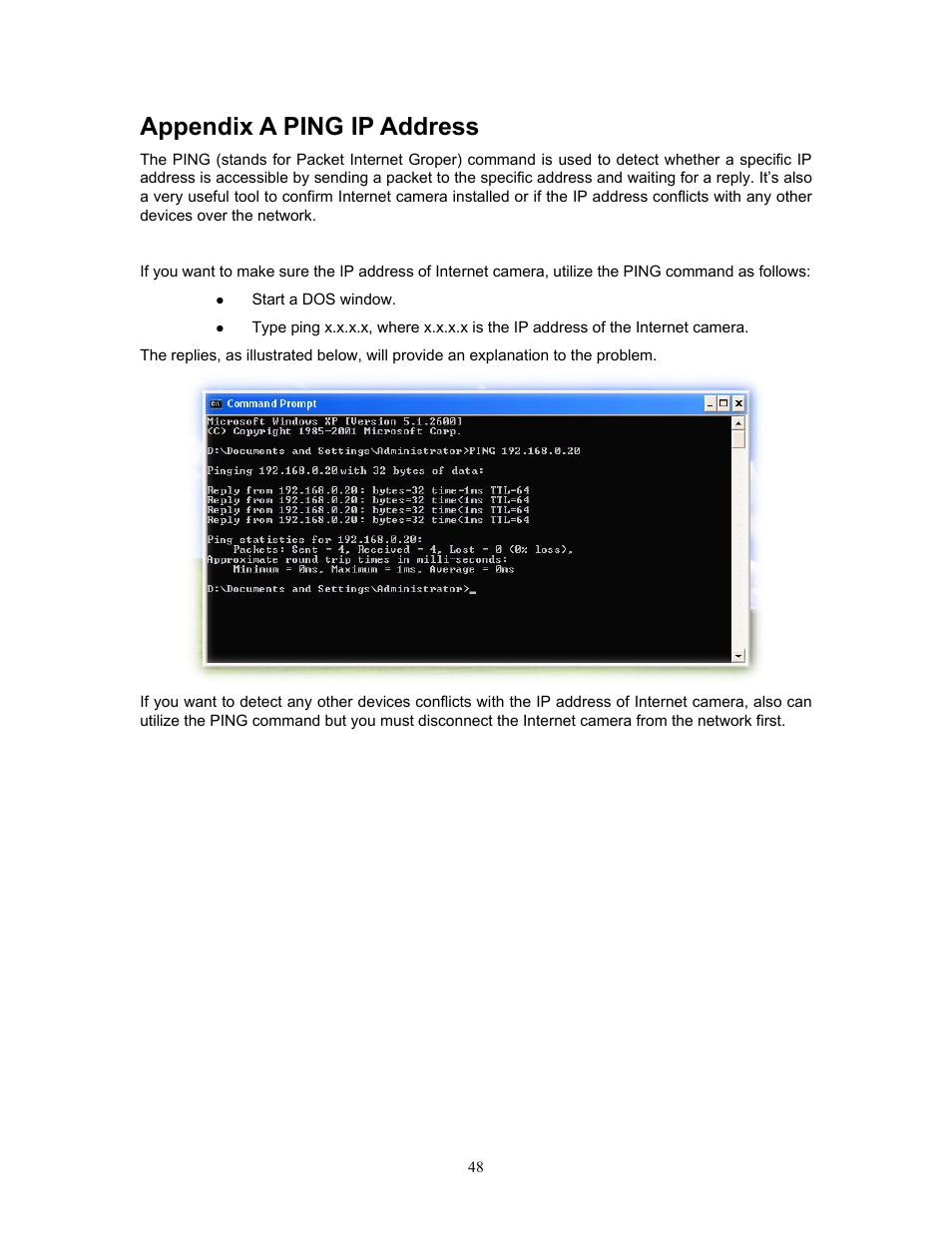 Appendix a ping ip address | PLANET ICA-HM315W User Manual | Page 48 / 59