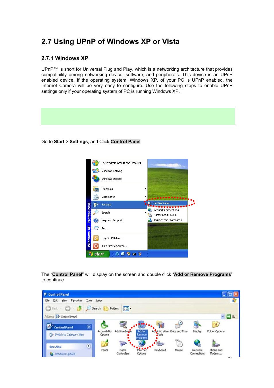 7 using upnp of windows xp or vista, 1 windows xp | PLANET ICA-HM317 User Manual | Page 18 / 70