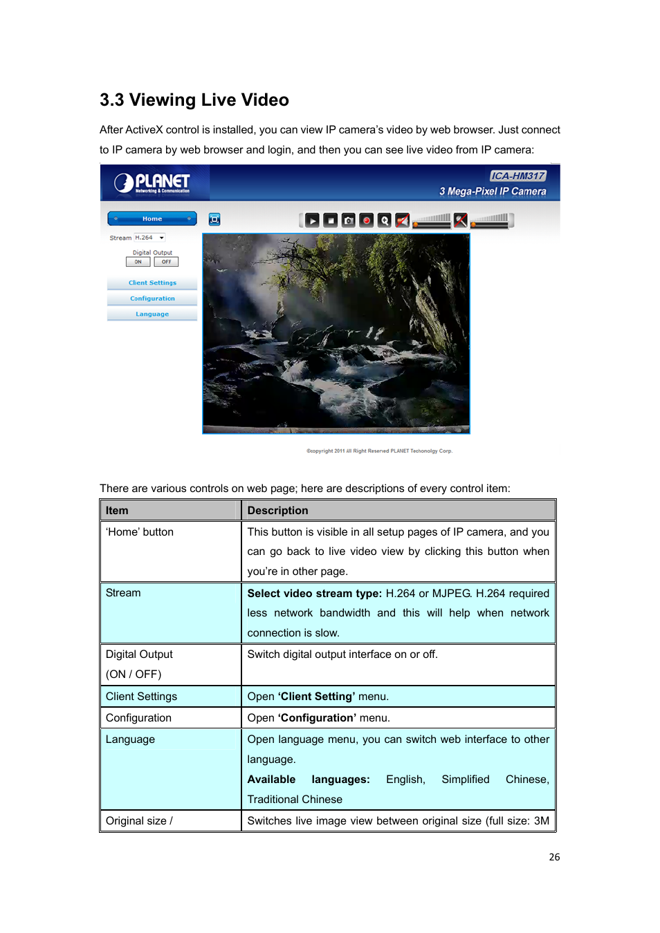 3 viewing live video | PLANET ICA-HM317 User Manual | Page 27 / 70