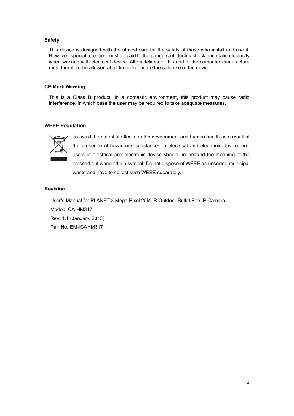 PLANET ICA-HM317 User Manual | Page 3 / 70