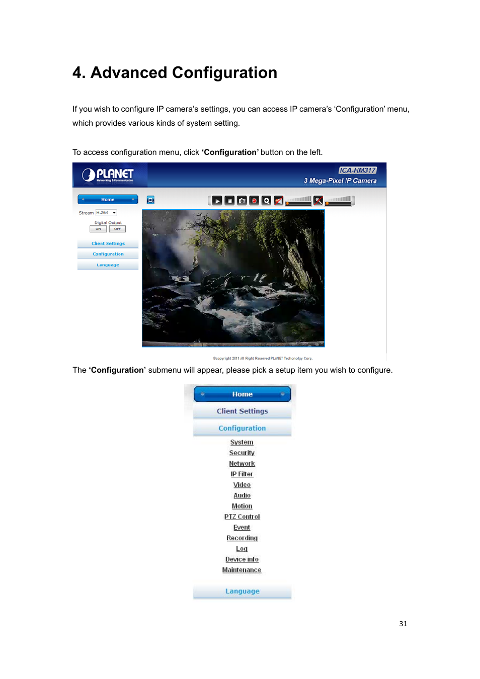 Advanced configuration | PLANET ICA-HM317 User Manual | Page 32 / 70