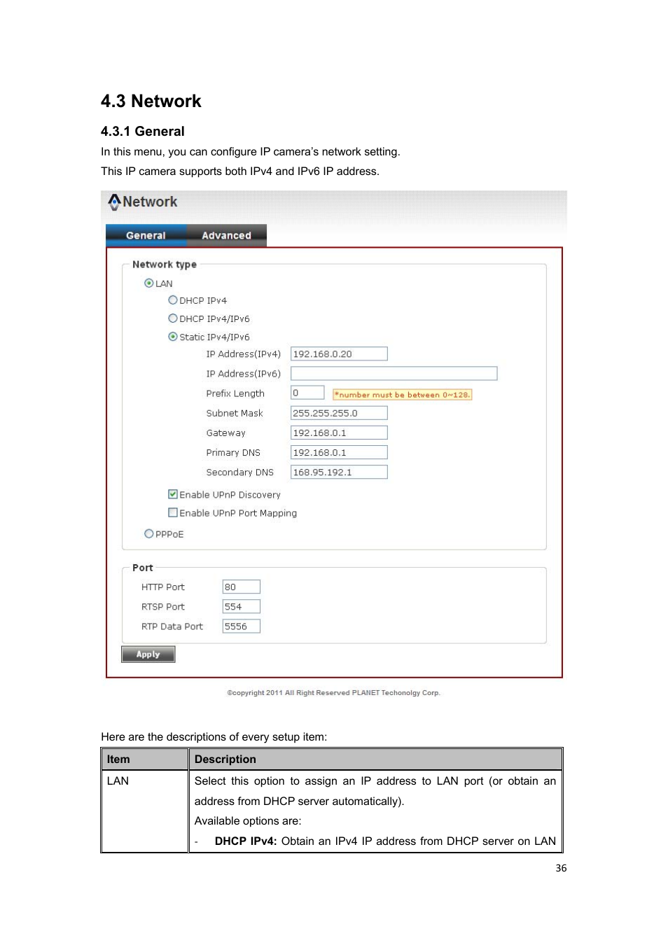 3 network, 1 general | PLANET ICA-HM317 User Manual | Page 37 / 70