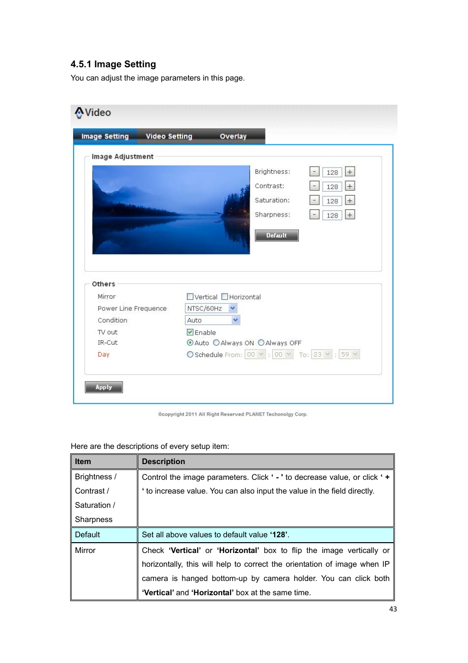 1 image setting | PLANET ICA-HM317 User Manual | Page 44 / 70