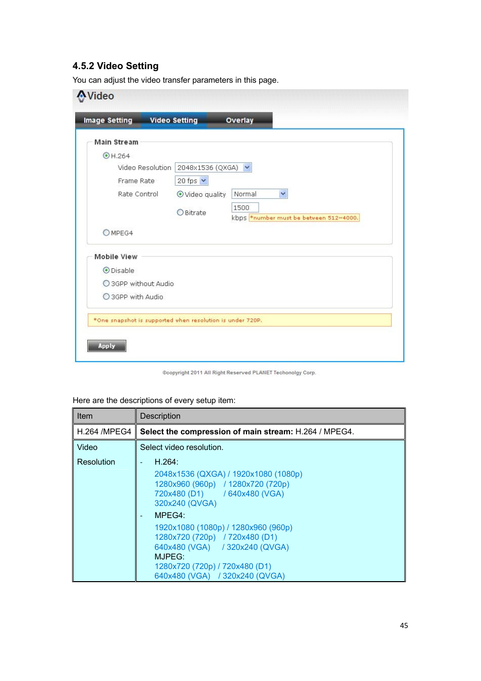 2 video setting | PLANET ICA-HM317 User Manual | Page 46 / 70