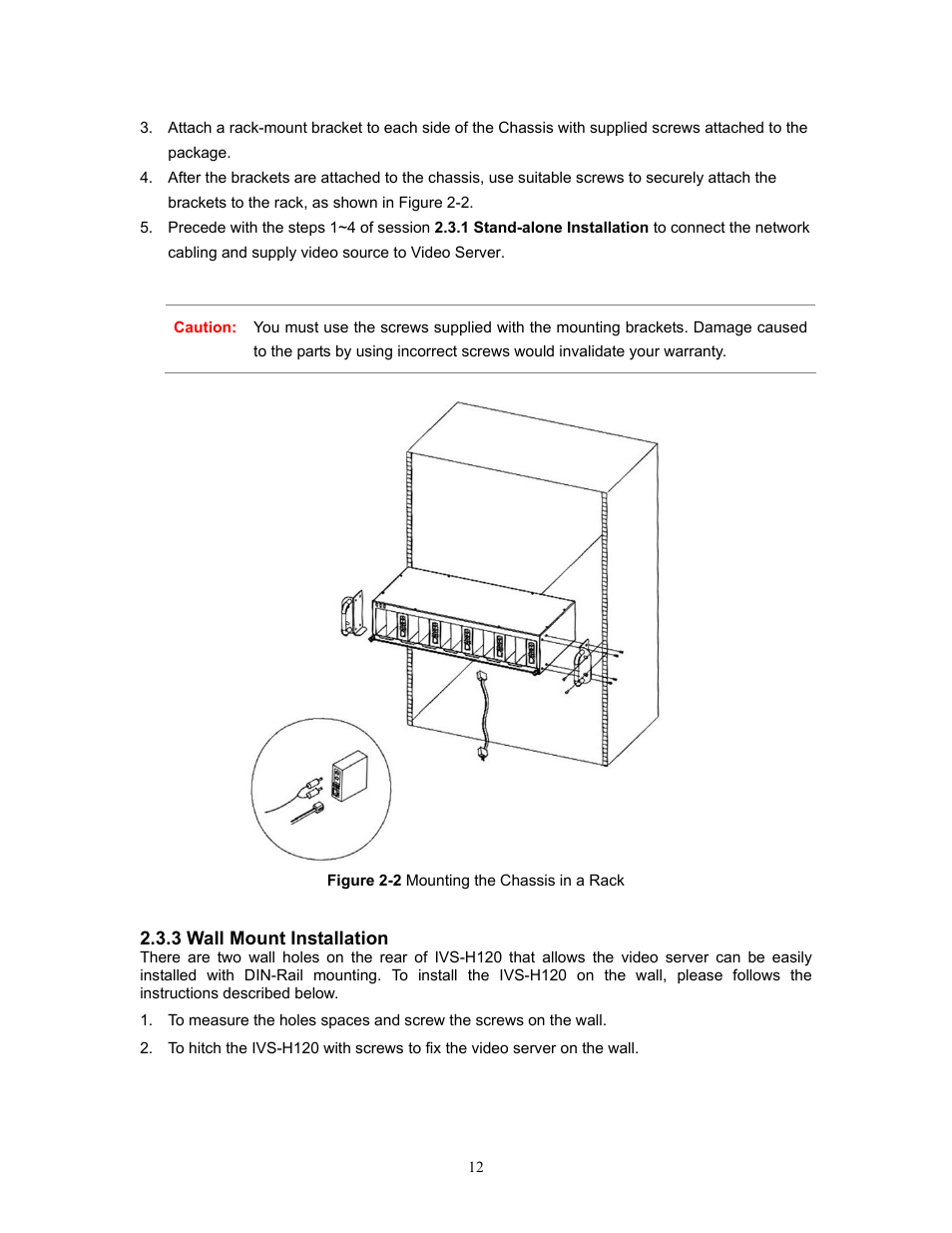 3 wall mount installation | PLANET IVS-H120 User Manual | Page 12 / 91