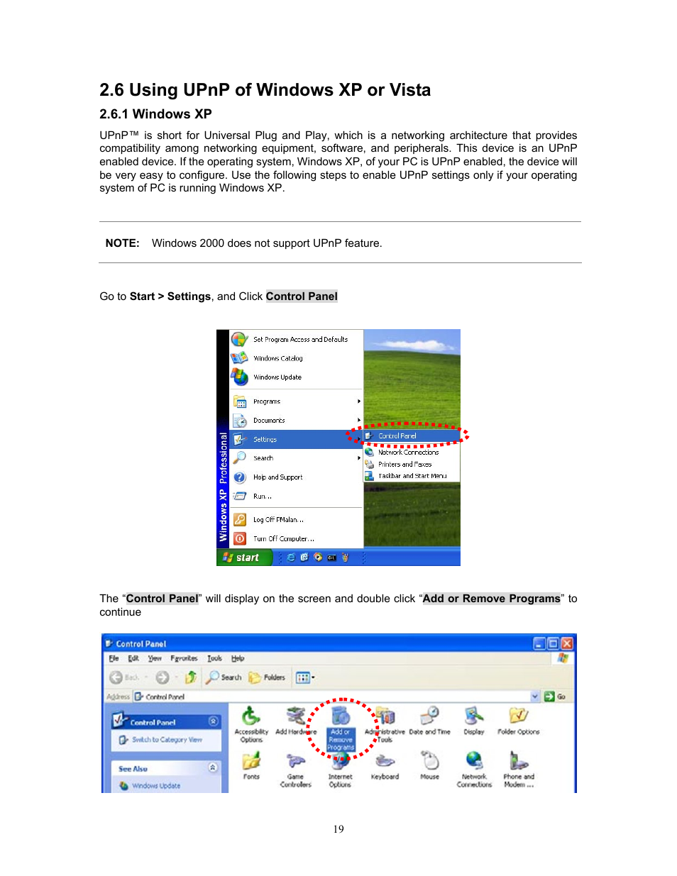 6 using upnp of windows xp or vista, 1 windows xp | PLANET IVS-H120 User Manual | Page 19 / 91