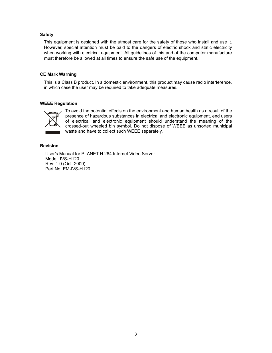 PLANET IVS-H120 User Manual | Page 3 / 91