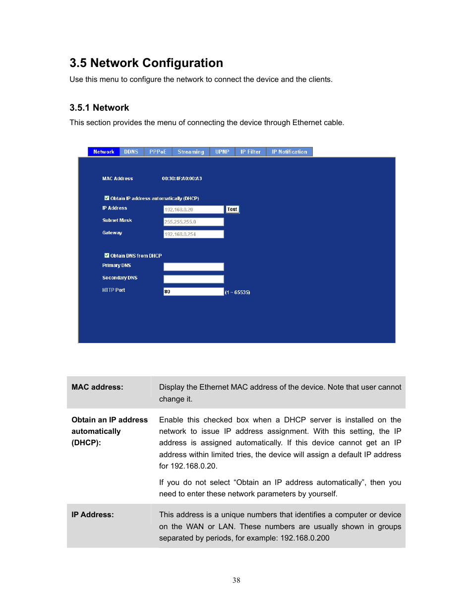 5 network configuration, 1 network | PLANET IVS-H120 User Manual | Page 38 / 91