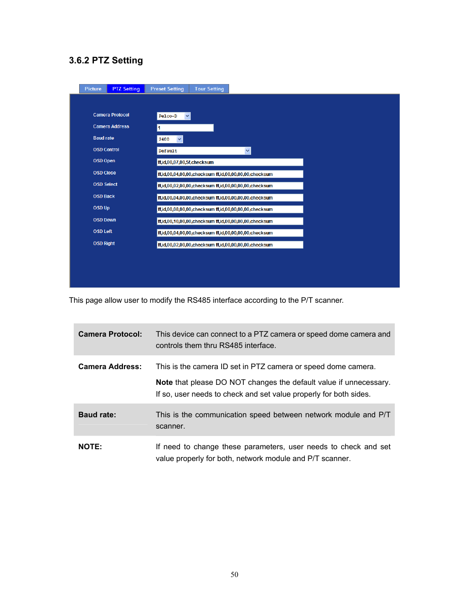 2 ptz setting | PLANET IVS-H120 User Manual | Page 50 / 91