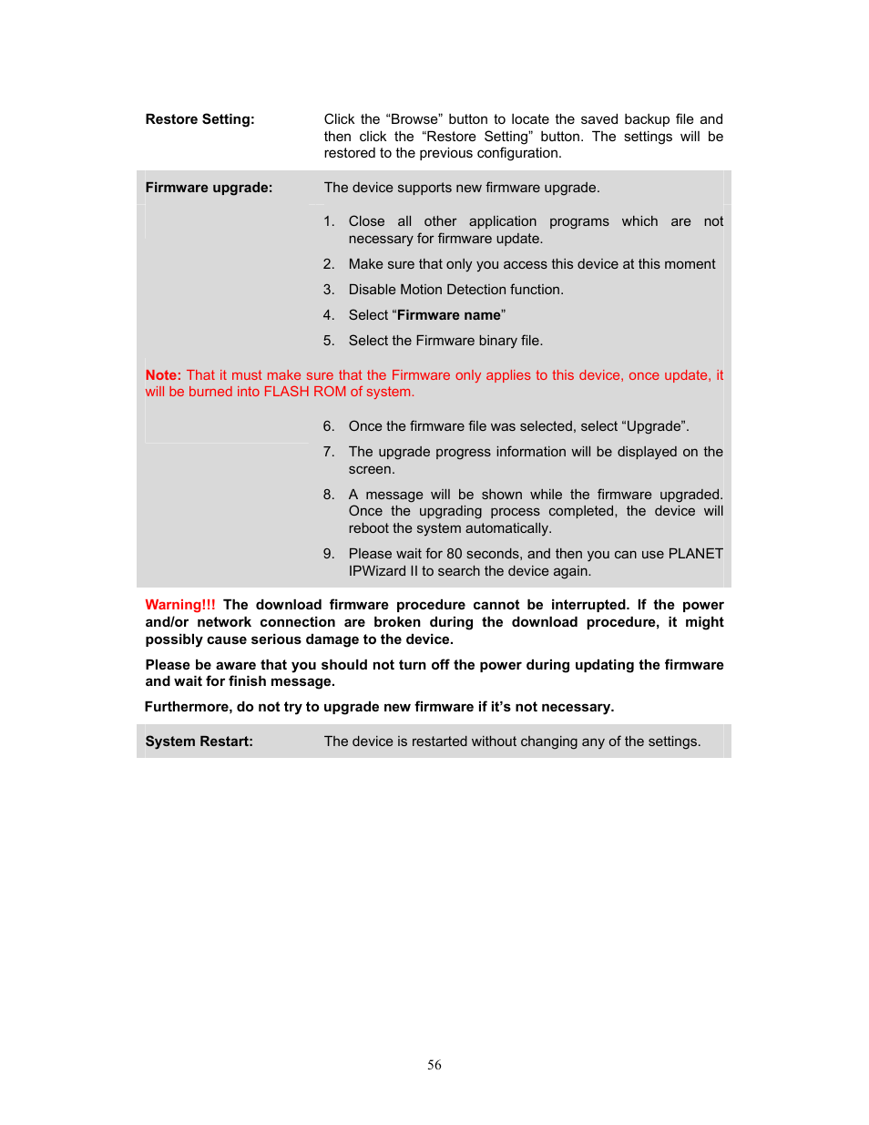 PLANET IVS-H120 User Manual | Page 56 / 91