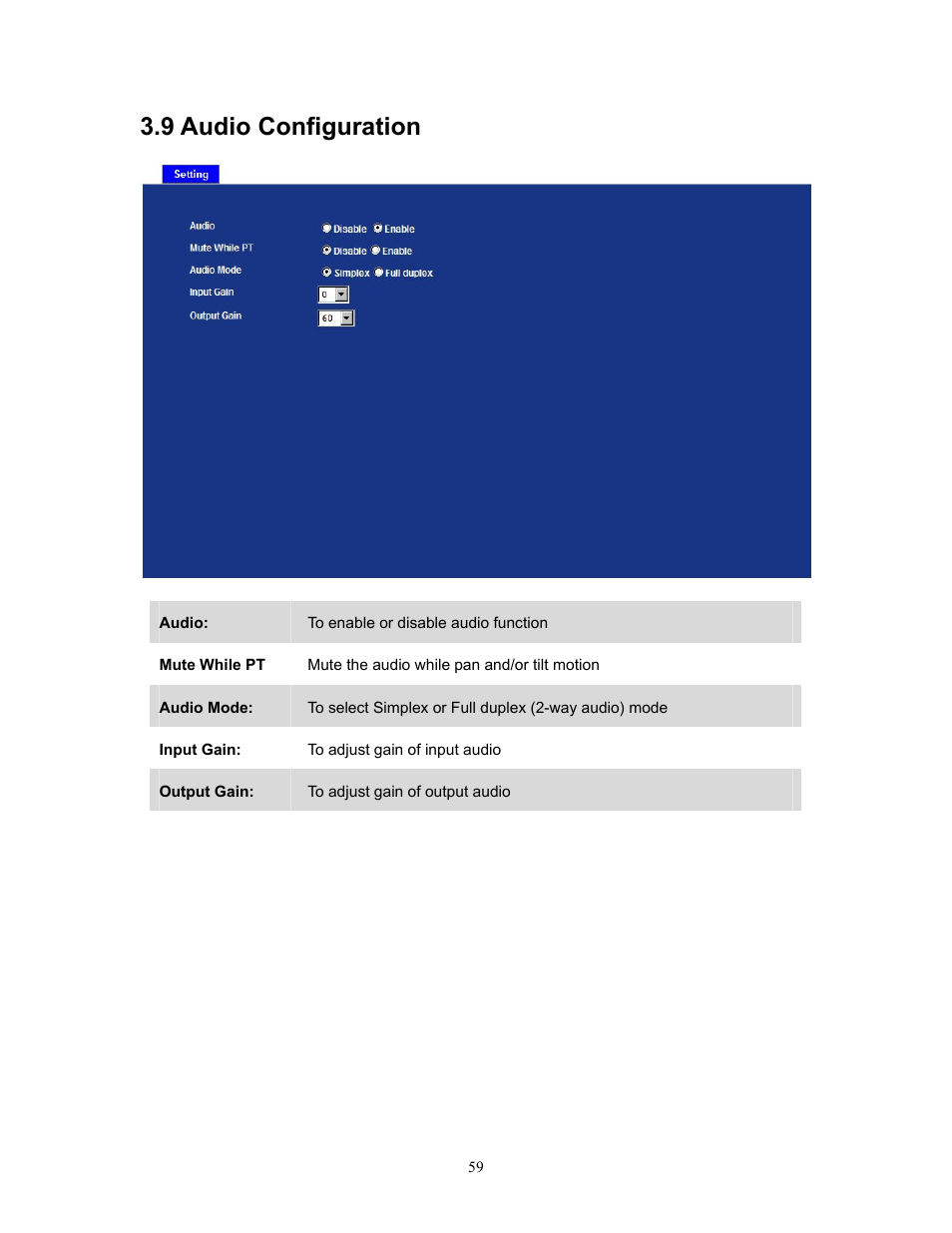 9 audio configuration | PLANET IVS-H120 User Manual | Page 59 / 91