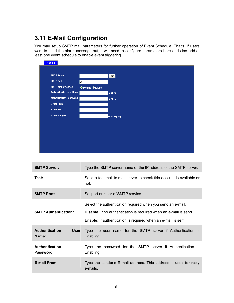 11 e-mail configuration | PLANET IVS-H120 User Manual | Page 61 / 91