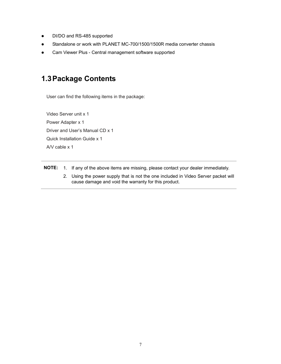 3 package contents | PLANET IVS-H120 User Manual | Page 7 / 91