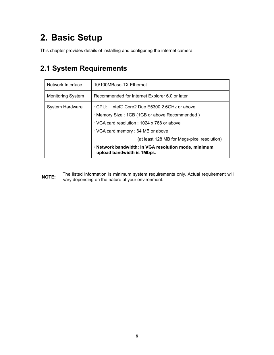 Basic setup, 1 system requirements | PLANET IVS-H120 User Manual | Page 8 / 91