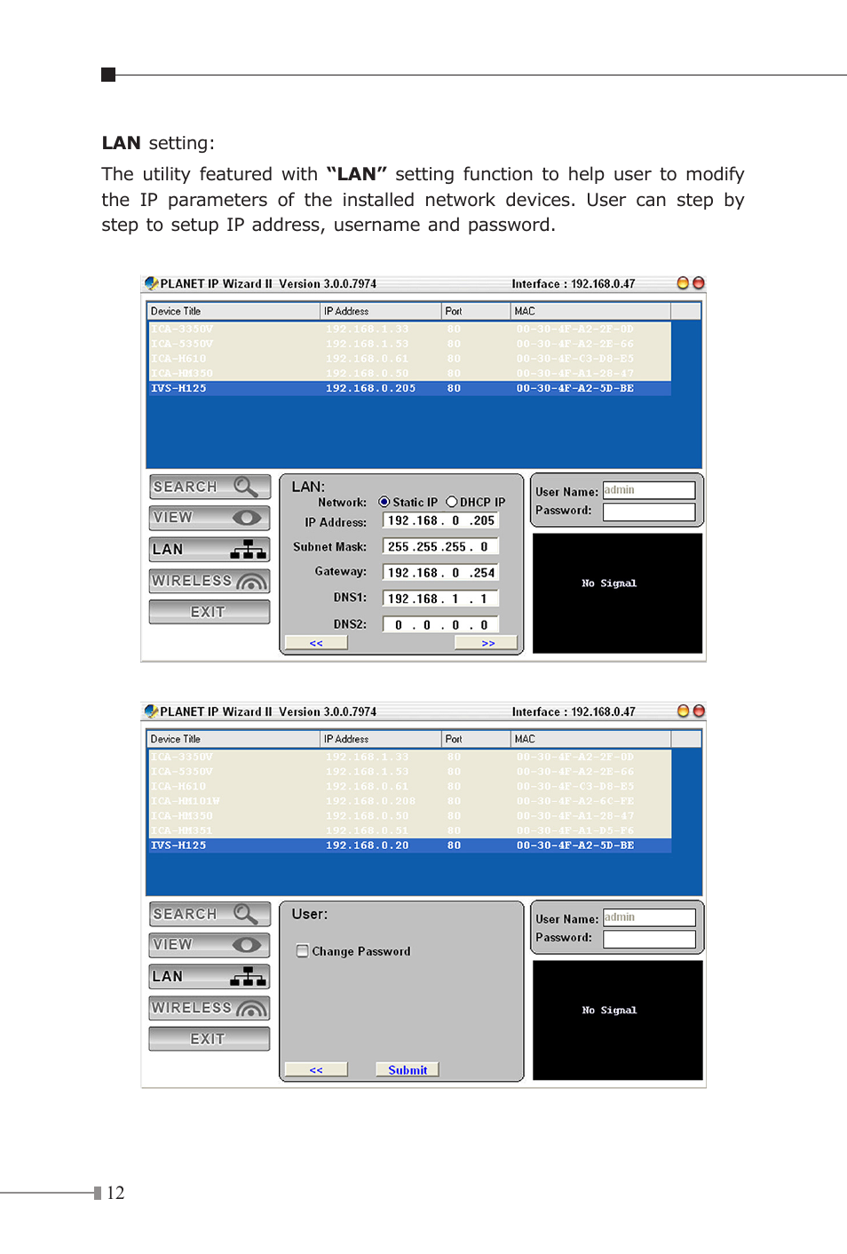 PLANET IVS-H125 User Manual | Page 12 / 16