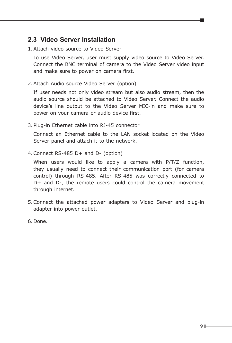 3 video server installation | PLANET IVS-H125 User Manual | Page 9 / 16