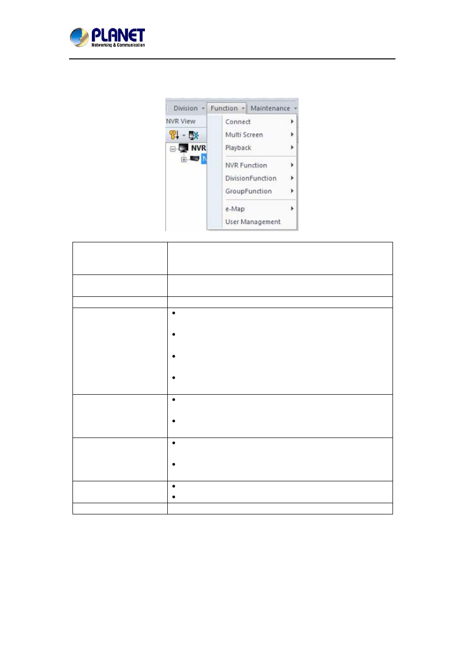 7 function menu | PLANET NVR-1615 User Manual | Page 16 / 47