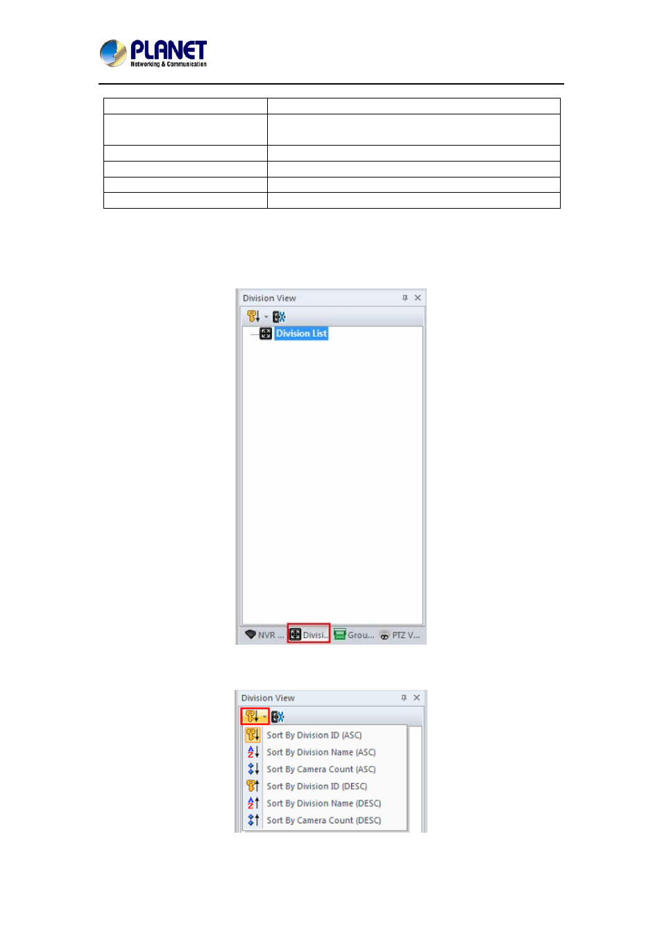 3 division list | PLANET NVR-1615 User Manual | Page 7 / 47