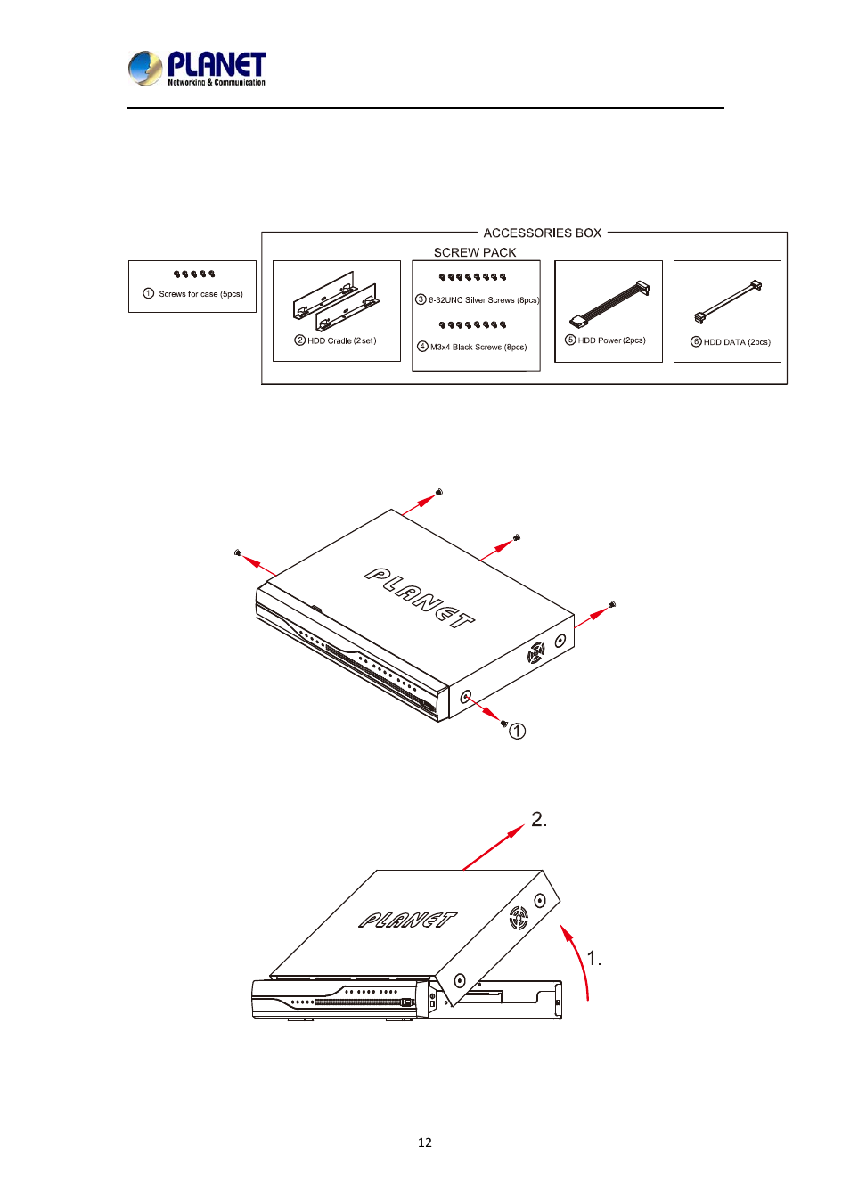 Chapter 2. hardware installation, 1 accessories check, 2 installation | 1 accessories check 2.2 installation, English | PLANET NVR-1615 User Manual | Page 12 / 57