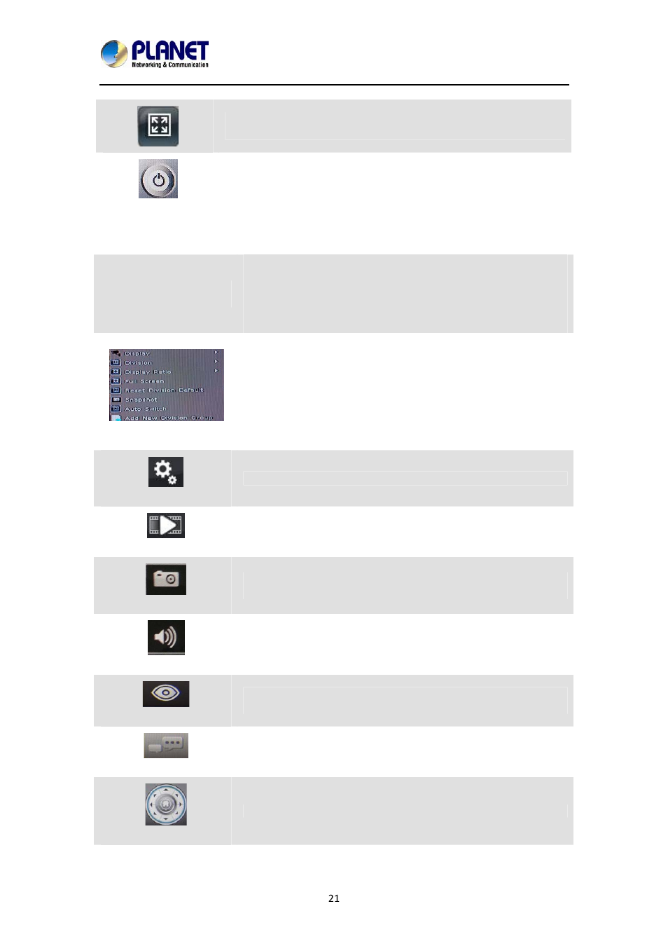 4 sub-screen functions | PLANET NVR-1615 User Manual | Page 21 / 57