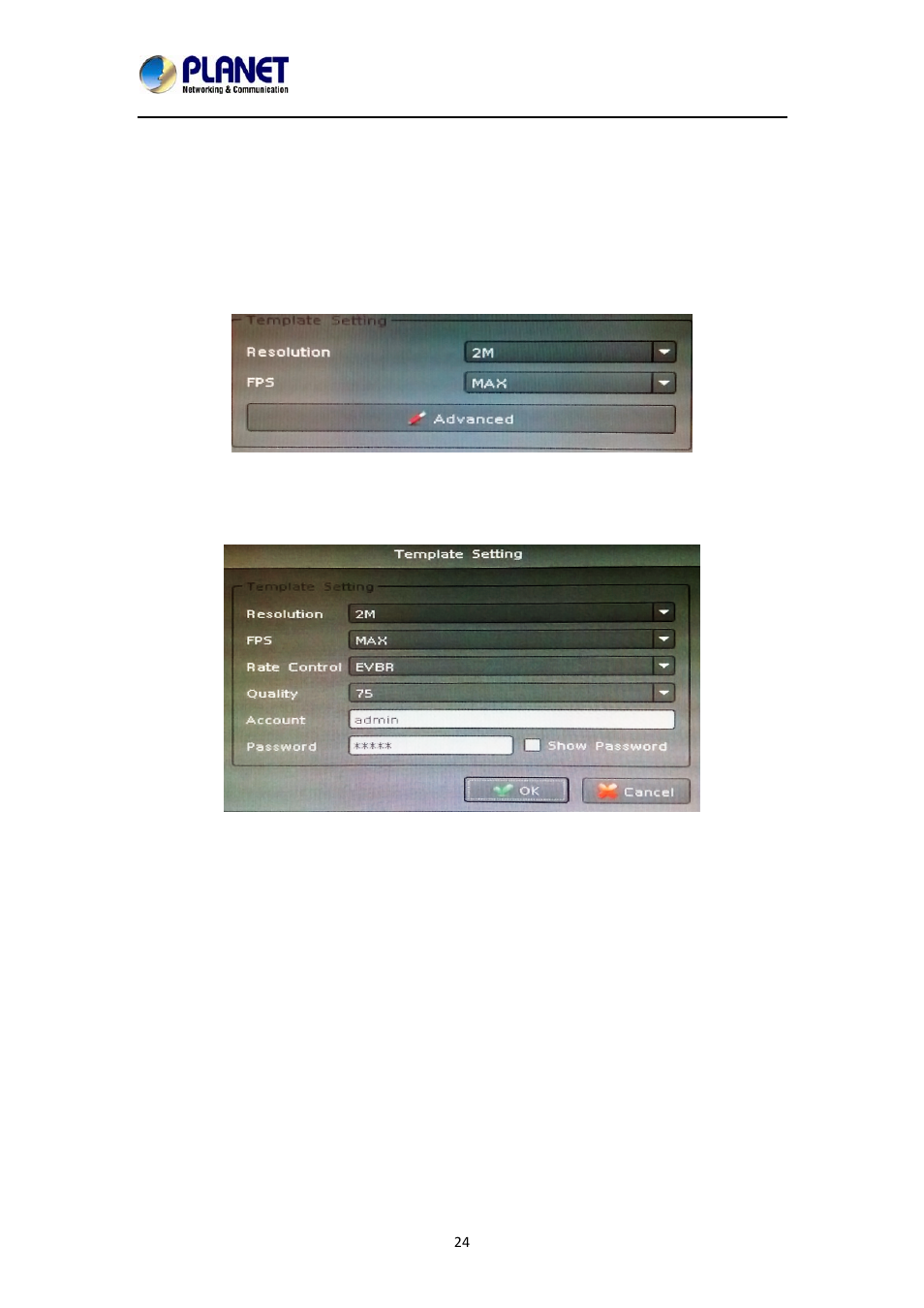 2 template setting | PLANET NVR-1615 User Manual | Page 24 / 57