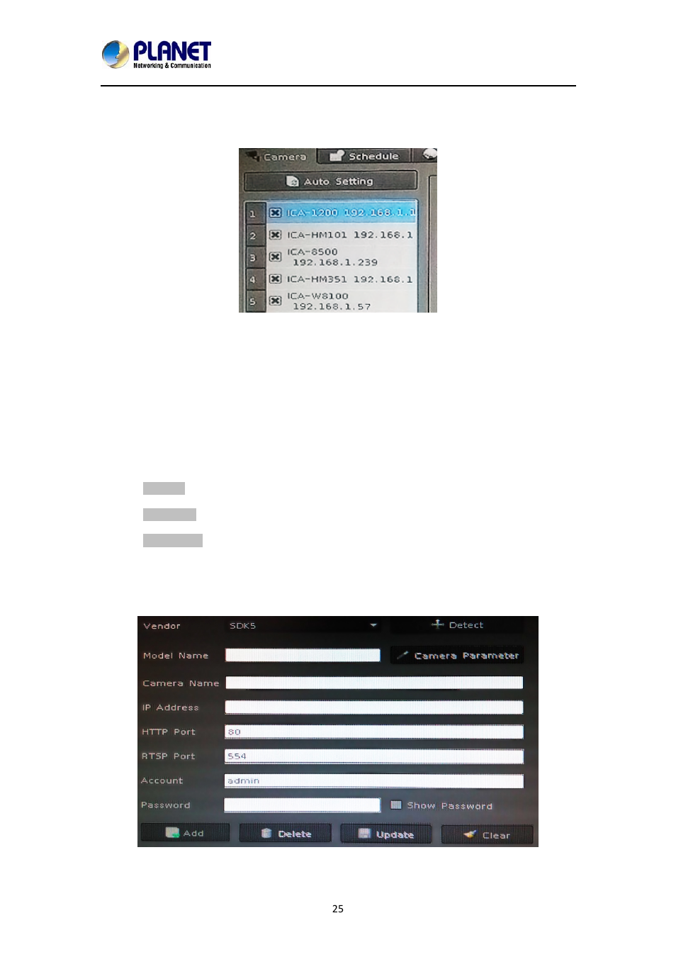 3 camera list, 4 camera setup, 3 camera list 5.1.4 camera setup | PLANET NVR-1615 User Manual | Page 25 / 57
