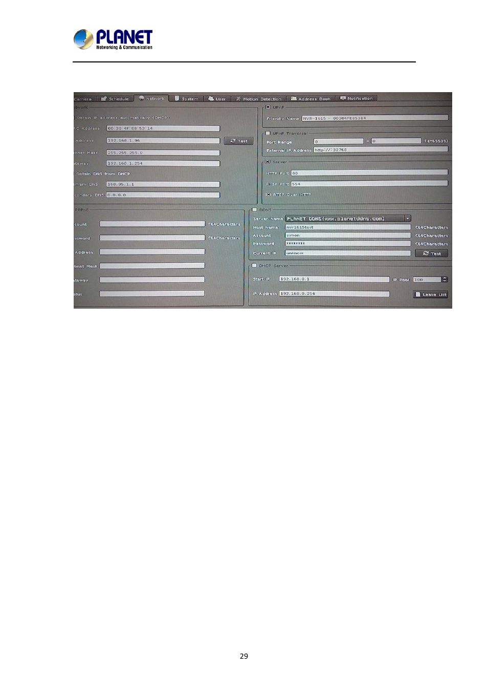 3 network setting, 1 network, 2 pppoe | 1 network 5.3.2 pppoe | PLANET NVR-1615 User Manual | Page 29 / 57