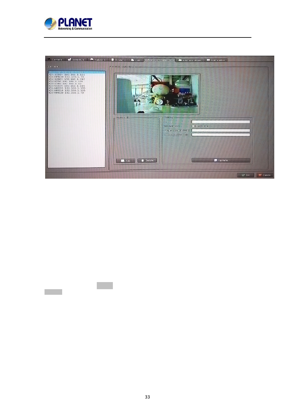 Motion detection setting | PLANET NVR-1615 User Manual | Page 33 / 57