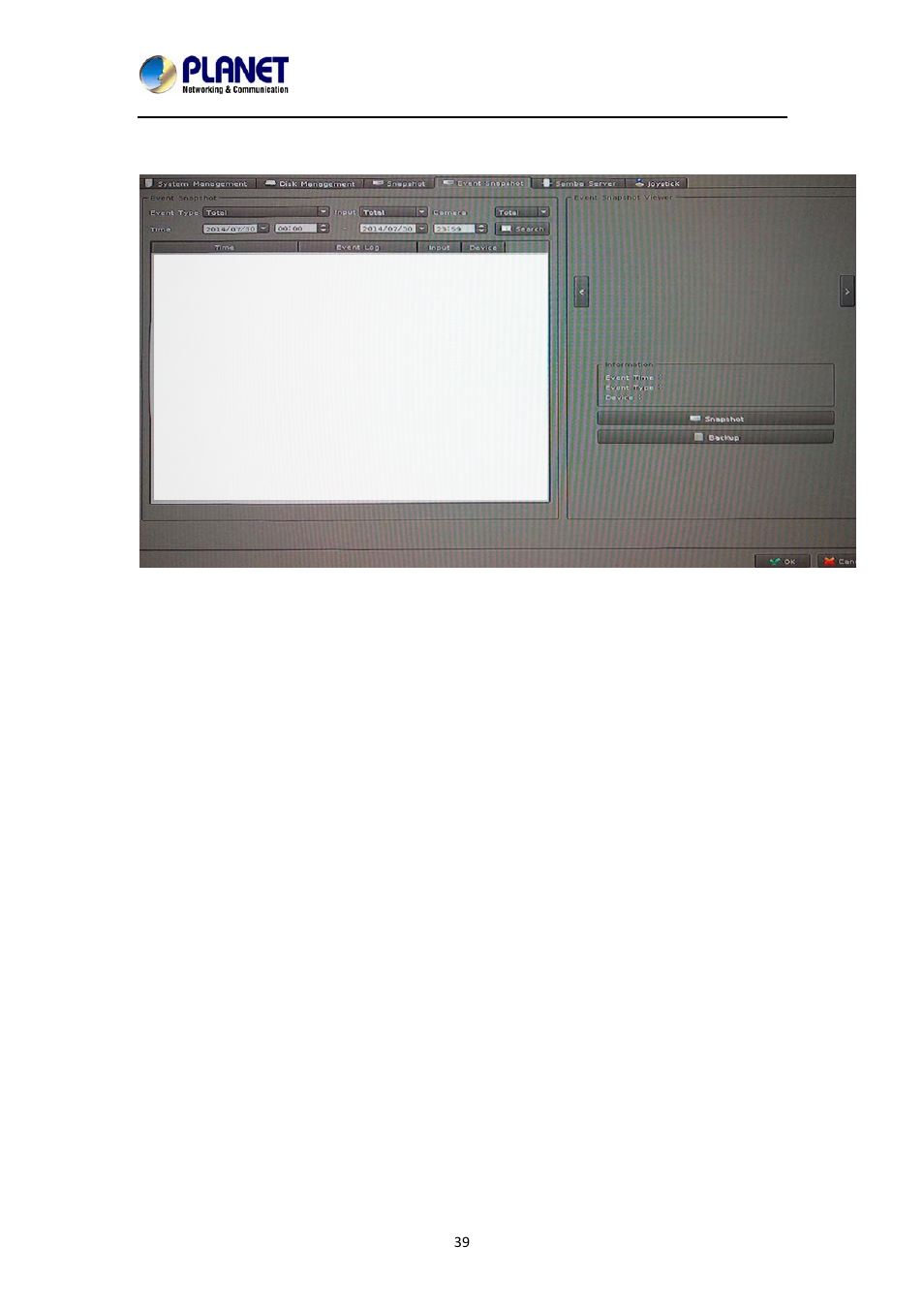 Event snapshot | PLANET NVR-1615 User Manual | Page 39 / 57