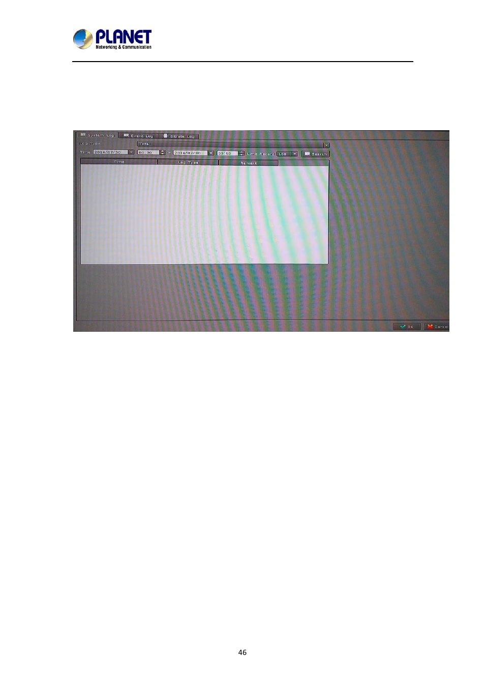 Chapter 8. log viewer, 1 system log | PLANET NVR-1615 User Manual | Page 46 / 57