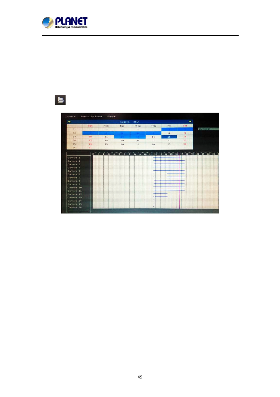 Chapter 9. playback, 1 search recorded video files | PLANET NVR-1615 User Manual | Page 49 / 57